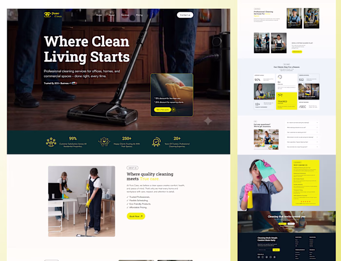 Bold Home Cleaning Website Design - Pure Casa