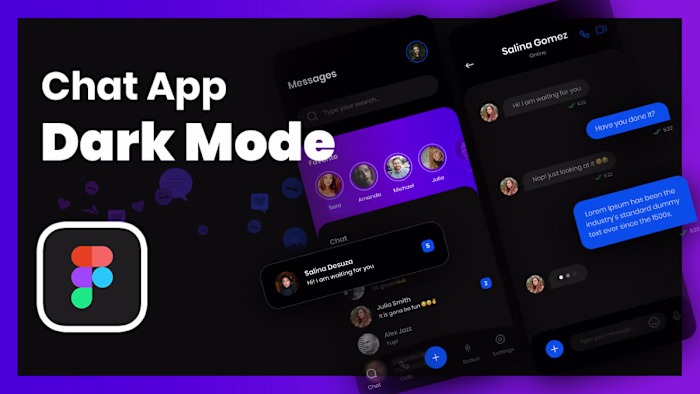 Chat Messaging App UI Design in Figma - Dark Theme