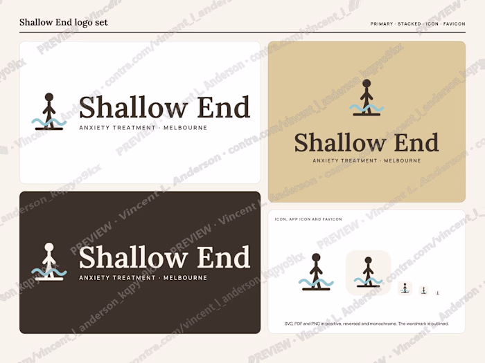 Anxiety practice brand and landing page: Shallow End demo