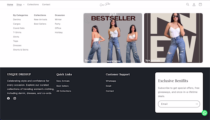 Redesigned UniqueDressUp on Shopify's Dawn