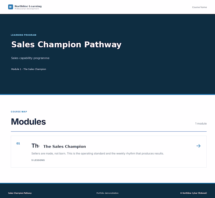 Sales Champion Pathway — LMS-style sales capability prototype