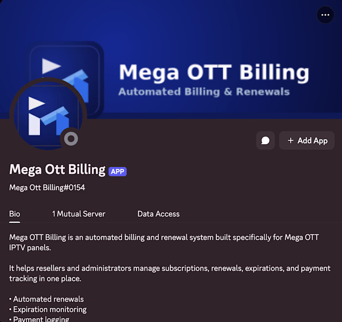 IPTV Payment Manager Bot
Mega OTT