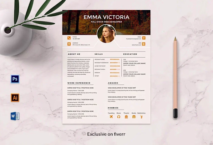 I will design professional resume, cv, and cover letter template