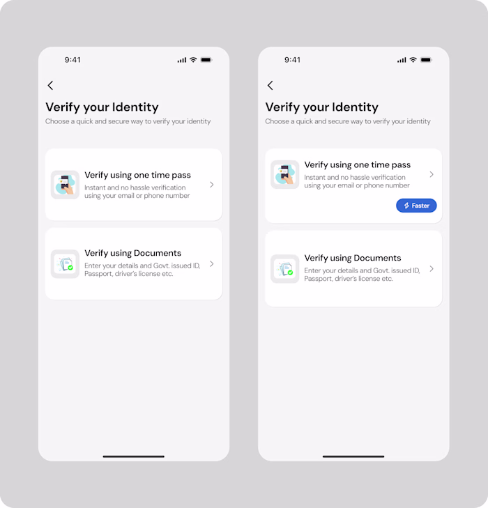 Identity verification screens