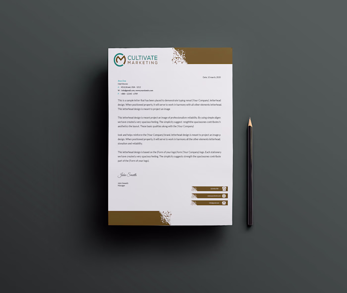 CREATIVE LETTERHEAD FOR CULTIVATE MARKETING