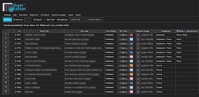 Wordpress Database for a Music Composer