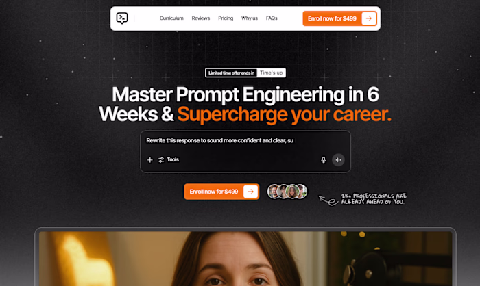 Influencer Learning Course Landing Page Redesign