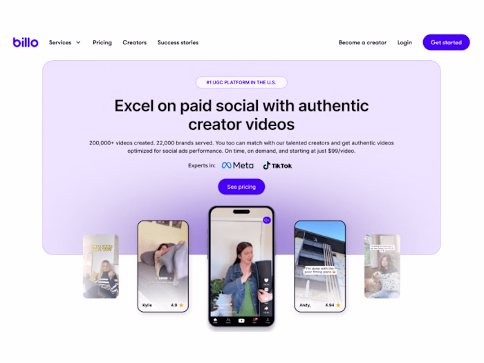 Billo.app landing page