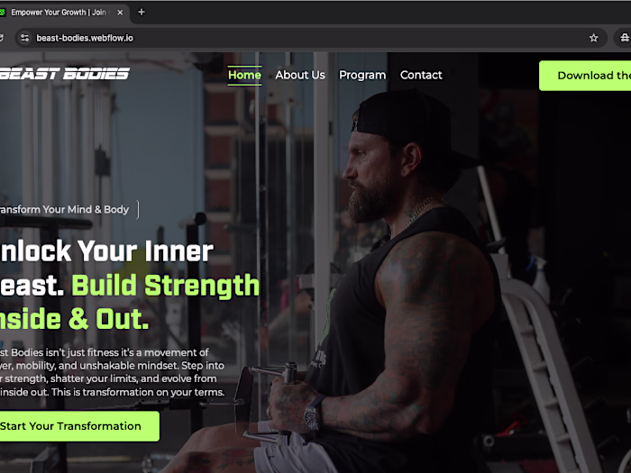 Webflow Website development for Beast Bodies Fitness