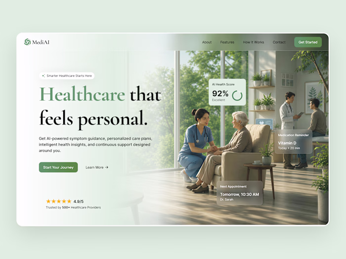 MediAI, Healthcare Hero Section Design
Designed
