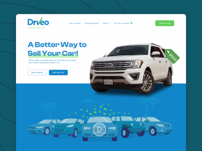 Driveo Landing Page | Sell Your Car Effortlessly with Style 🚗💼
