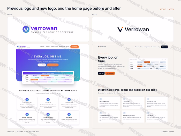 Website brand refresh: 9 pages, 3 collections, before and after