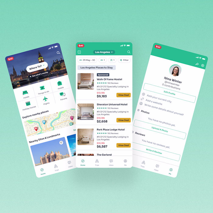 Hotels & Restaurants Mobile app screen UI Design.