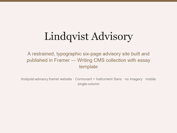 Lindqvist Advisory — a six-page