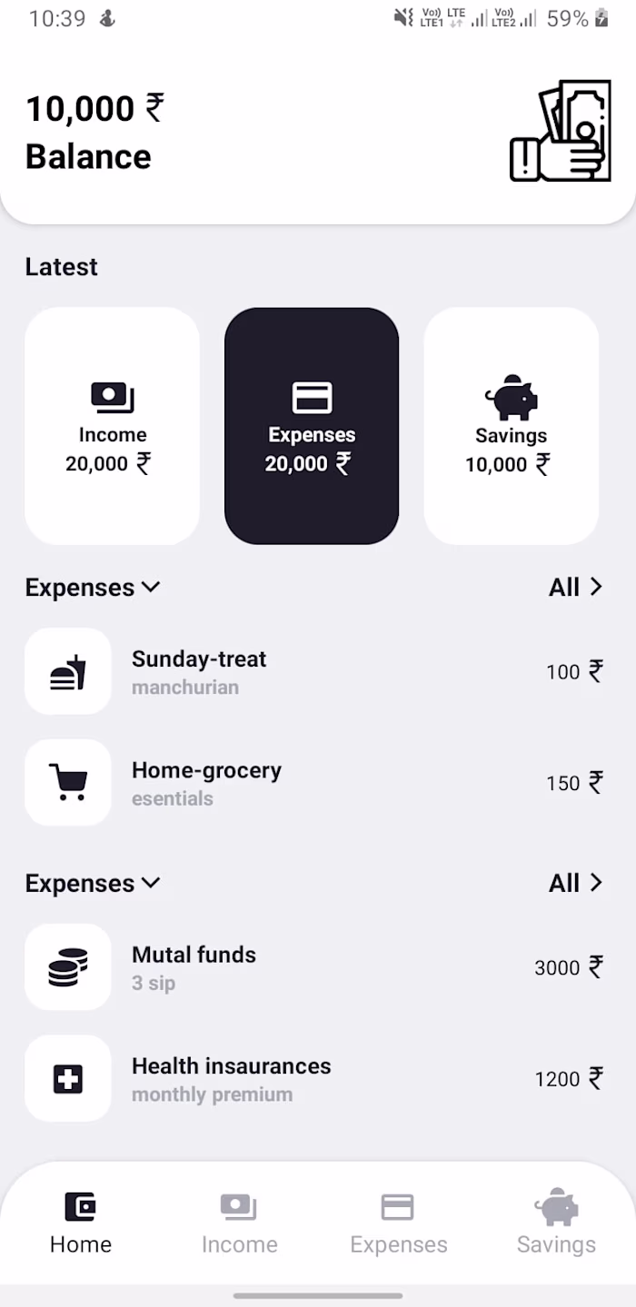Finance management app UI/UX