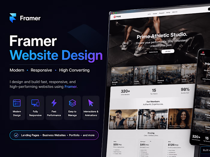 Designed a modern fitness website