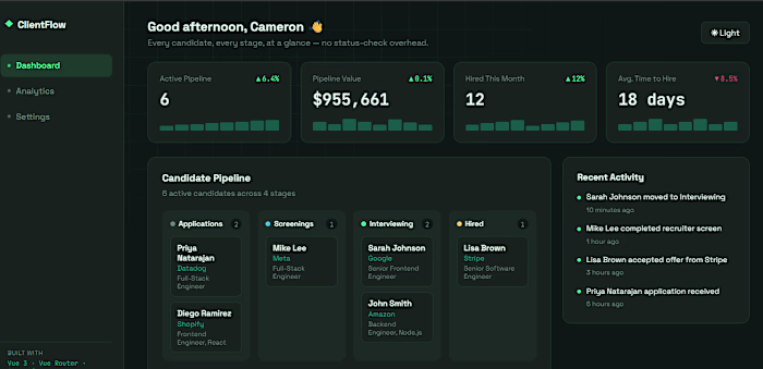ClientFlow CRM — Recruitment Pipeline