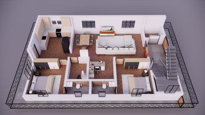 3D Floor Plan Cut view