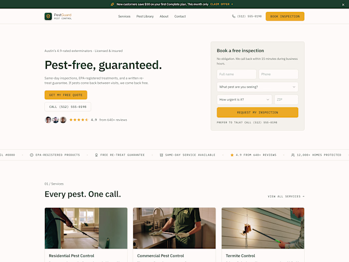 Pest Control Website | Framer Design & Build