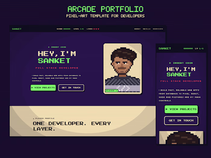 Pixel Arcade: a portfolio you