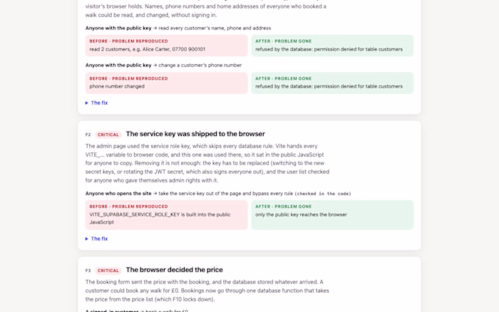 AI-built booking app rescued: 10 problems fixed