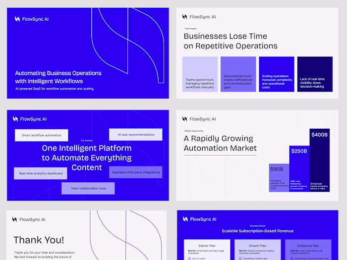 FlowSync Ai : Startup Pitch Deck Design Shubham Sharma