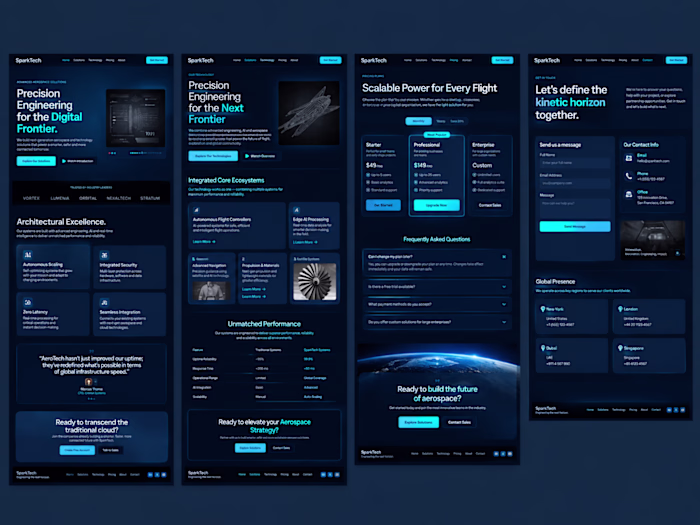 A futuristic technology website designed