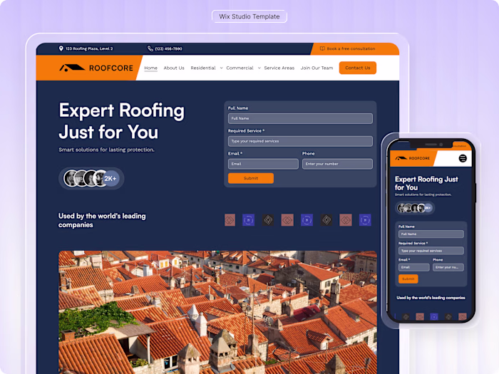 RoofCore – Modern Roofing Website Built with Wix Studio