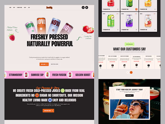 Vibrant Landing Page Design for Juice Brand