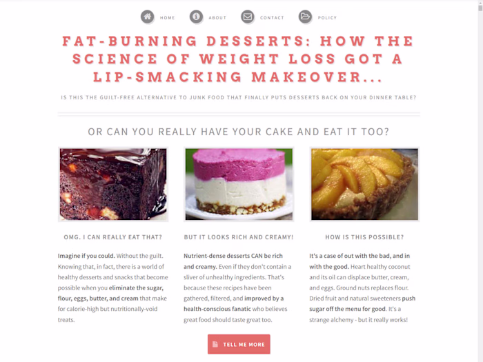 Sales Page For Metabolic Desserts