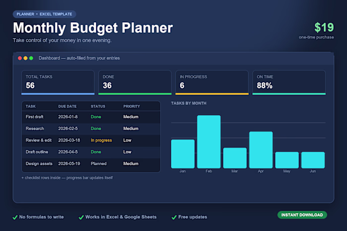 Monthly Budget Planner — Spreadsheet System