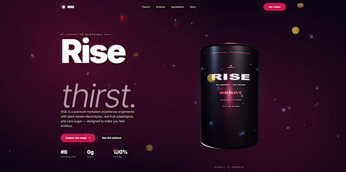 Rise Hydration — Premium Interactive Product Experience