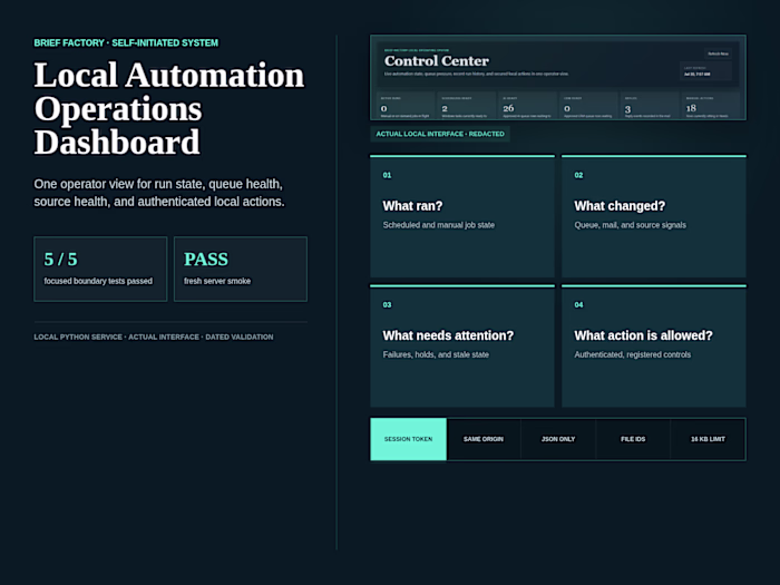 A self-initiated local automation dashboard