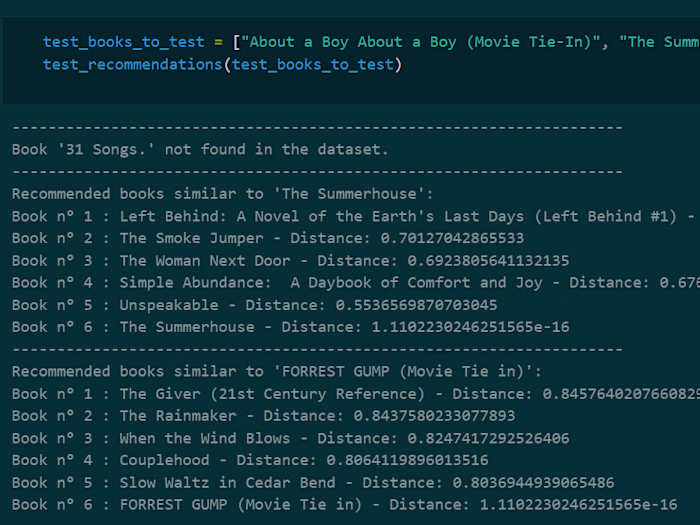 ML book recommendation System KNN