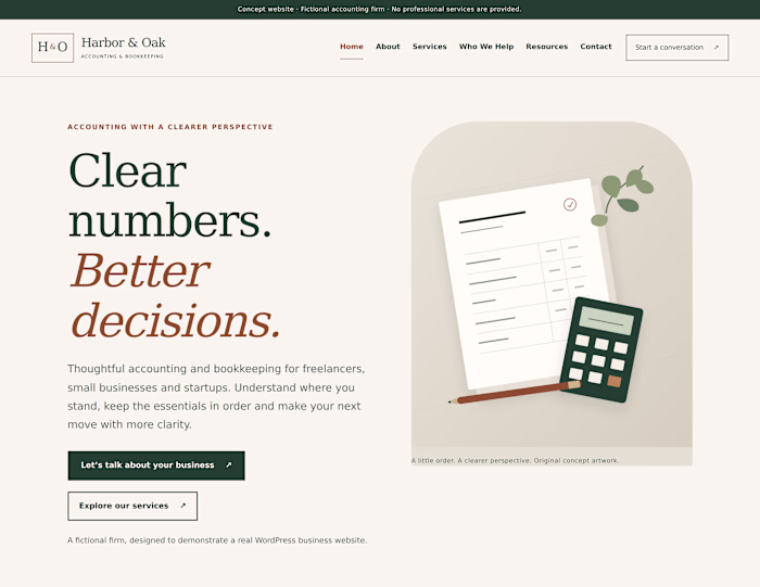Harbor & Oak — Accounting Website Concept