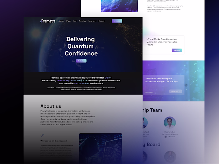 Pramatra Space Quantum Security Web Platform Development