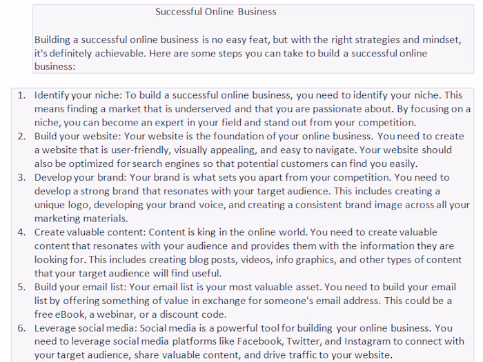 Successful Online Business