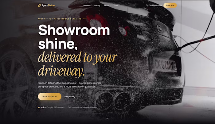 ApexShine Detailing - Booking-First Site for a Detailing Studio