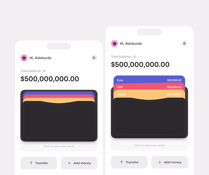 Finance app interface