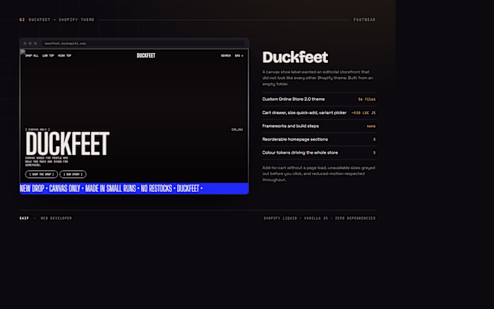 Duckfeet — Custom Shopify Online Store 2.0 Theme (Footwear)