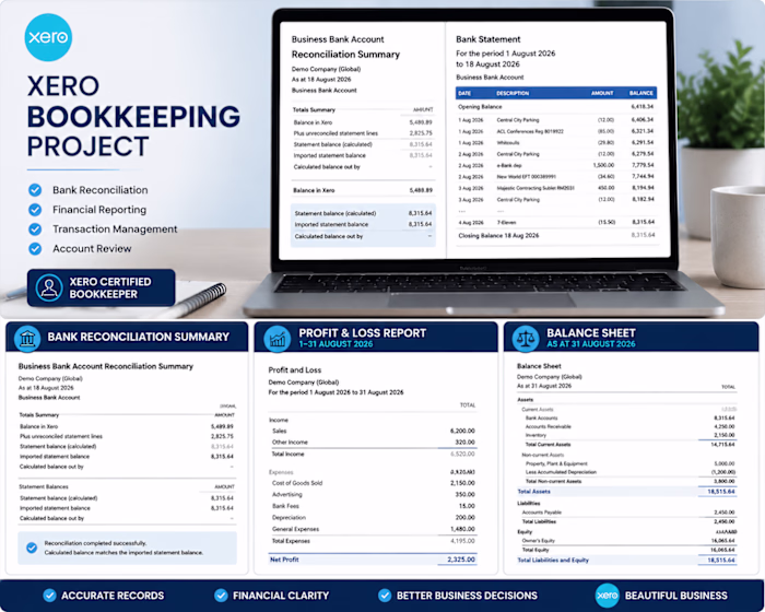 Completed a Xero bookkeeping project