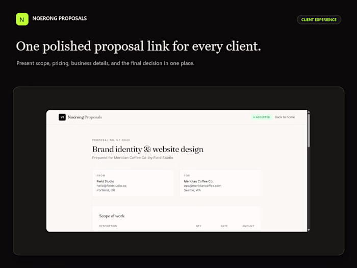 Noerong Proposals: White-Label Proposal and Approval SaaS
