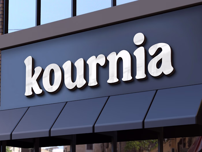 Kournia restaurant brand design.