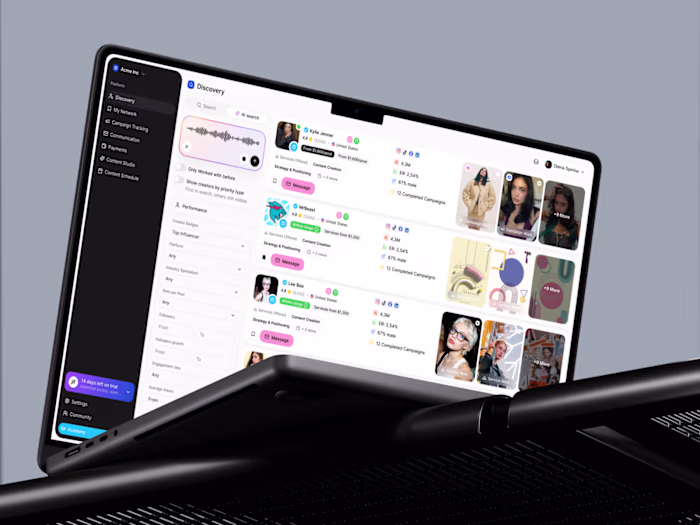 Two audiences, one SaaS | Influencer Marketing UX UI