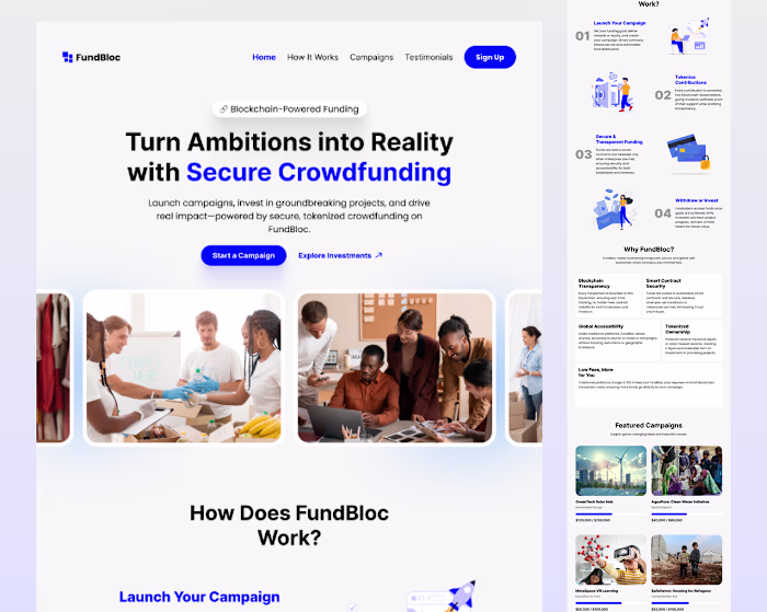 Landing page Design for Crowdfunding platform