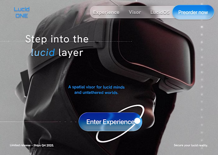  Lucid ONE - Spatial Computing VR Headset Landing and Branding