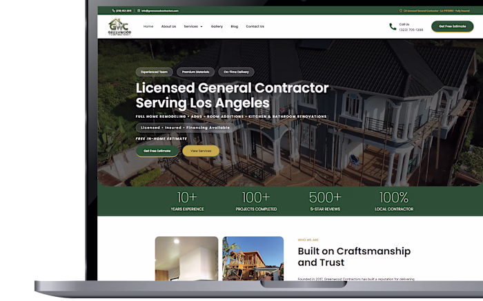 Greenwood Contractors Website Development