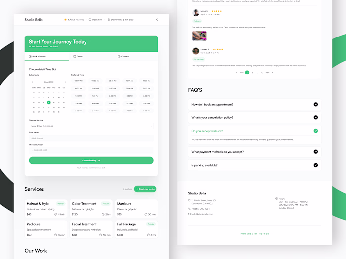 BizFred Service Provider Page Design
