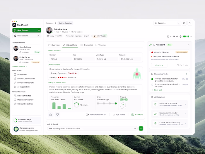 MedAssist AI Medical Dashboard Design