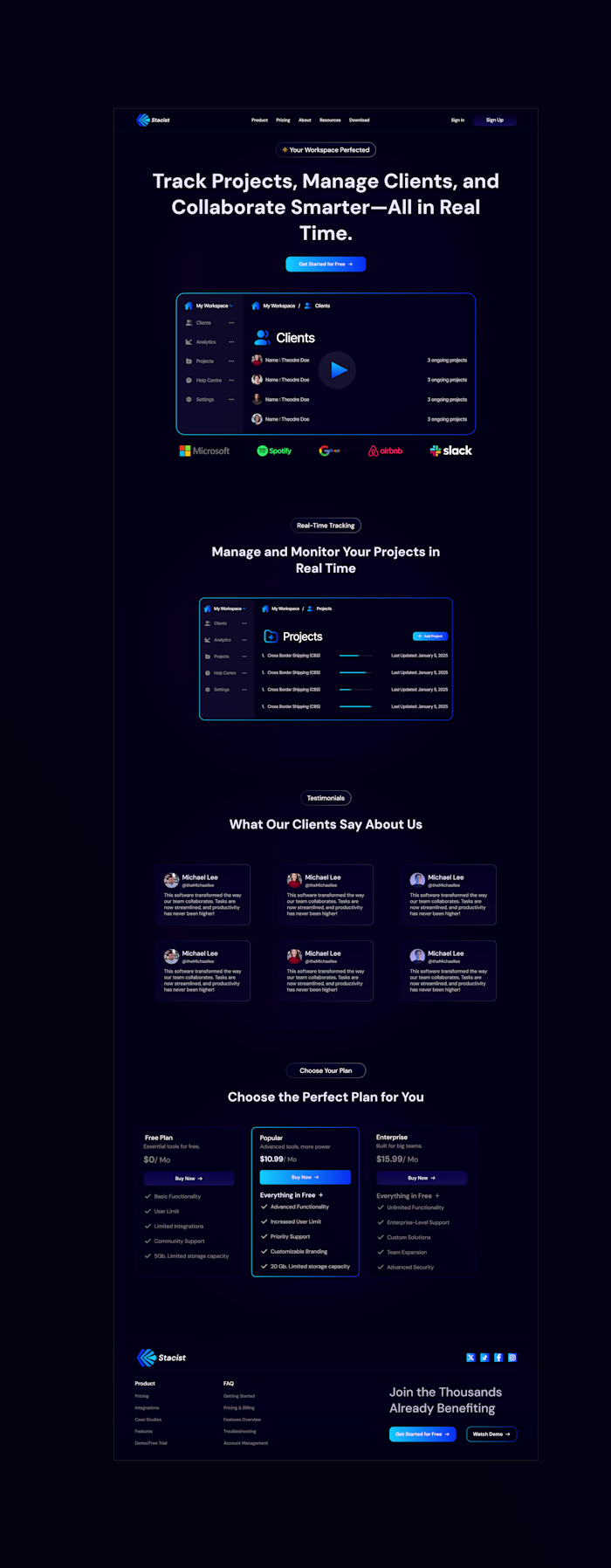 Saas Landing Page for a Project Management Platform